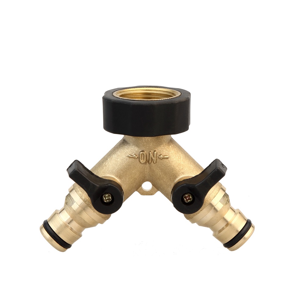 ZS800-1011: Brass 2-Way Hose Splitter With Nipple Connector