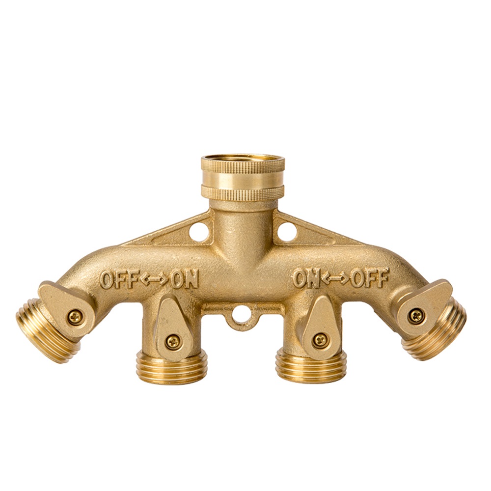 ZS800-3003: Brass 4 Way Hose Splitter 