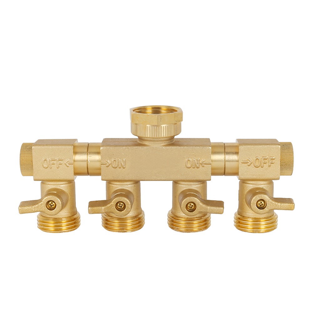 ZS800-3006: Brass 4 Way Hose Splitter 