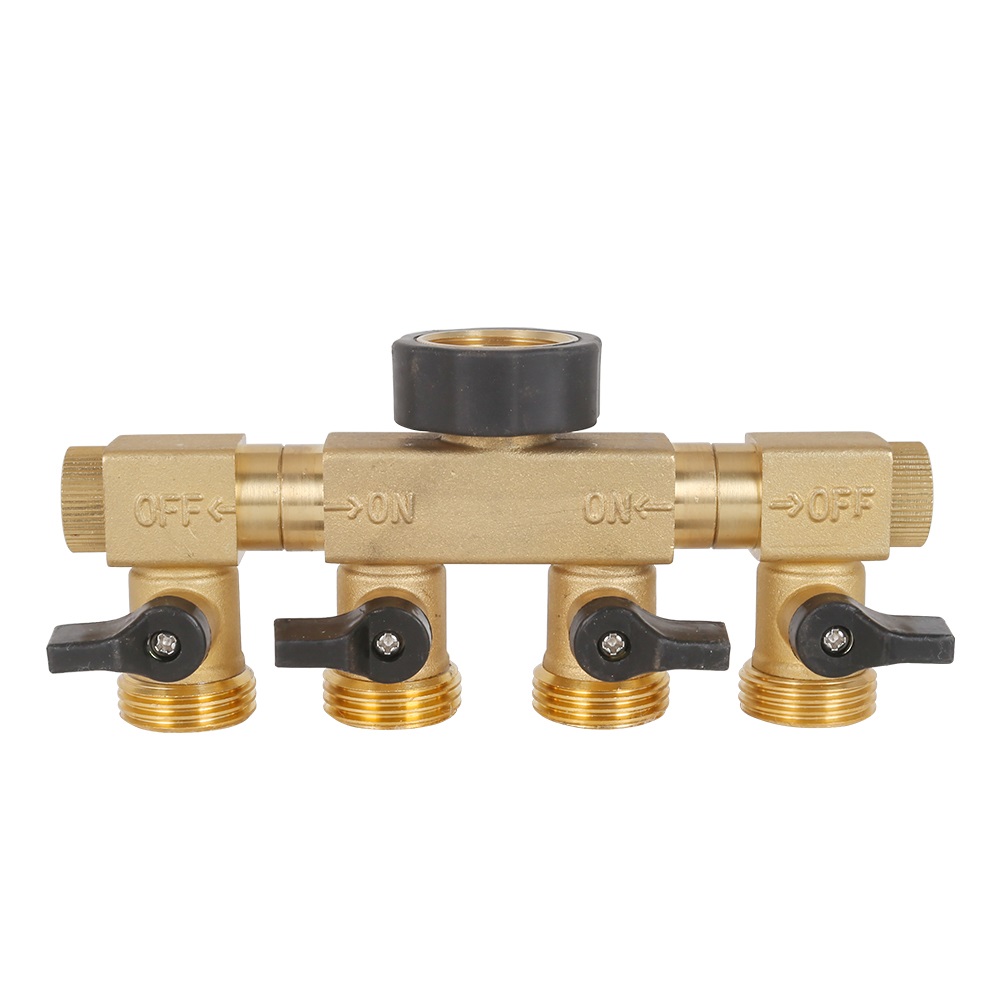 ZS800-3005: Brass 4 Way Hose Splitter 