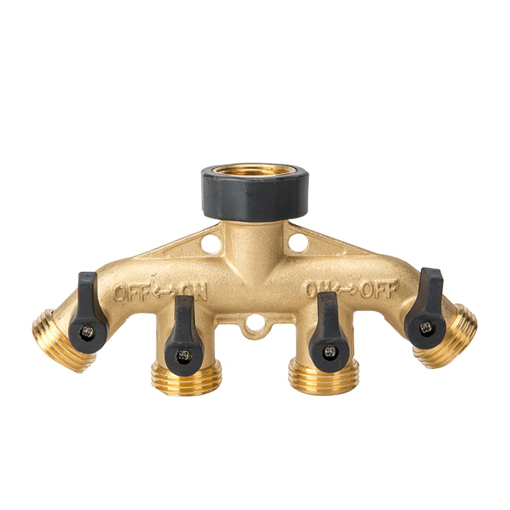 ZS800-3001: Brass 4 Way Hose Splitter 