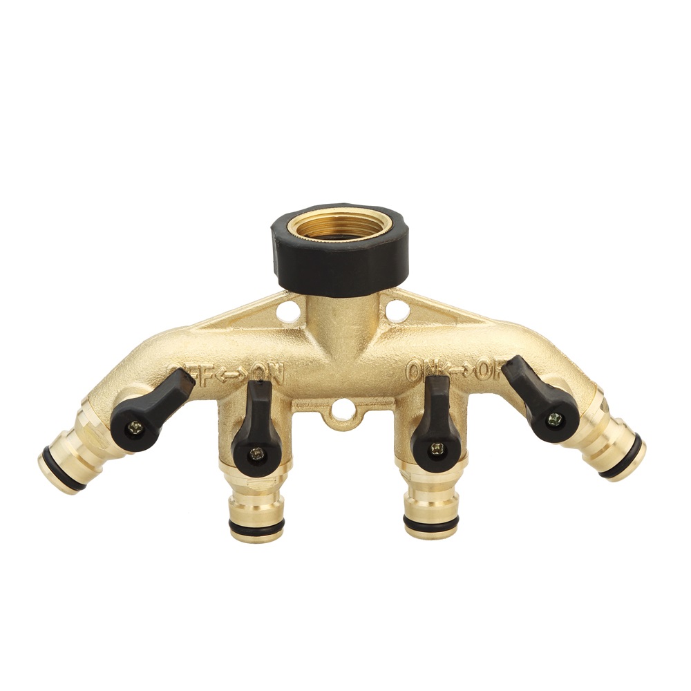 ZS800-3002: Brass 4 Way Hose Splitter 