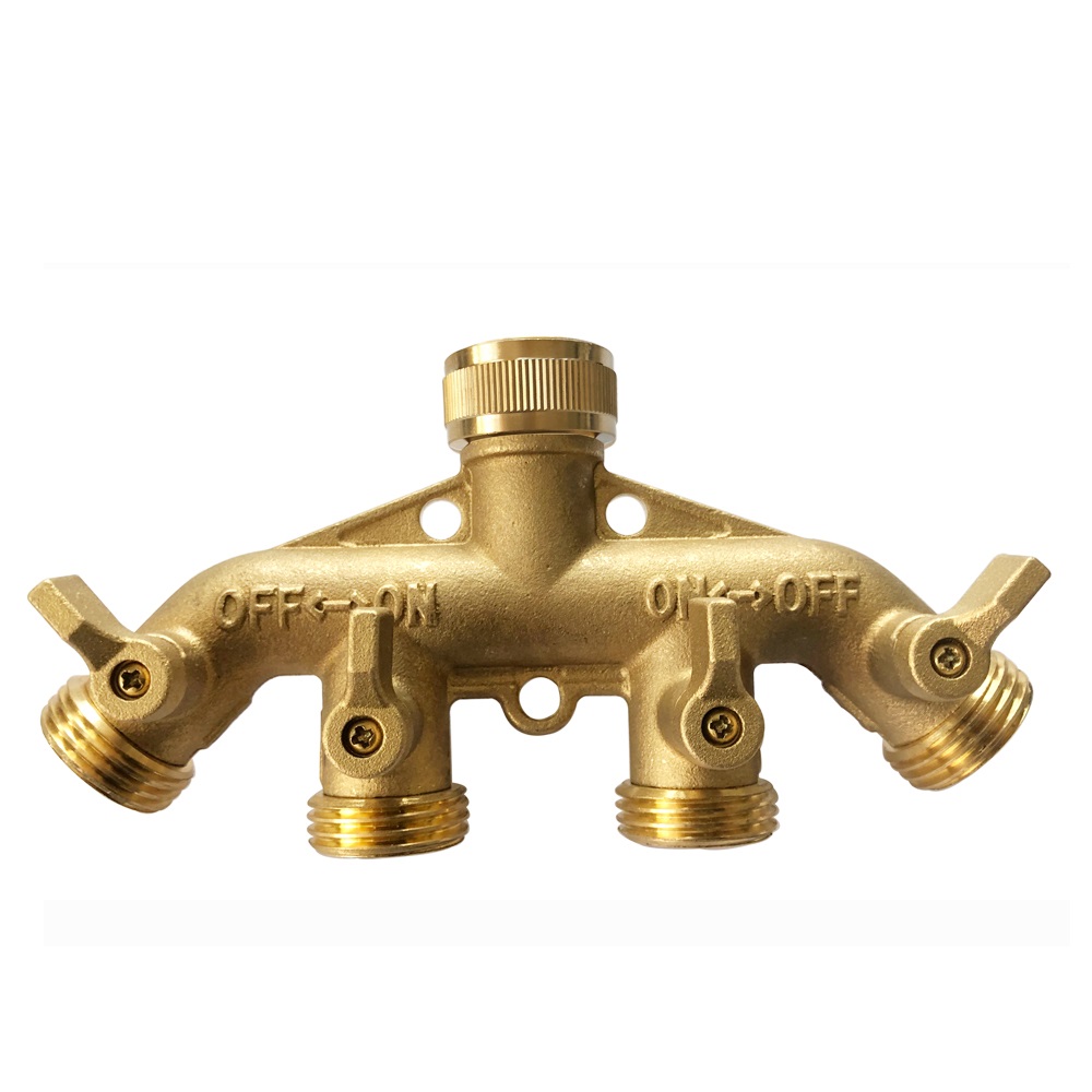 ZS800-3004: Brass 4 Way Hose Splitter 